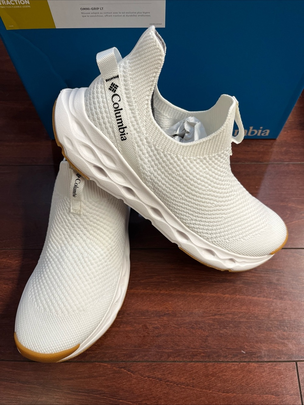 Womens 9.5 Columbia Terrastride SLR Knit Slip On Shoe Sneaker White Trail Hike